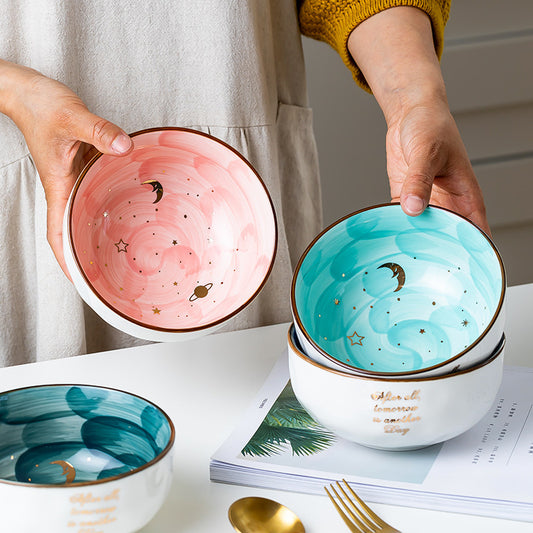 Ceramic Breakfast Salad Bowl With Cute Eating Bowl