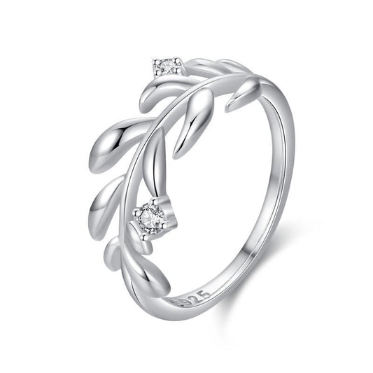 Fashion Micro Diamond Leaf Ring